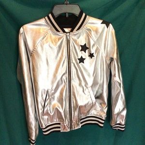 Silver Funky Retro Varsity Jacket